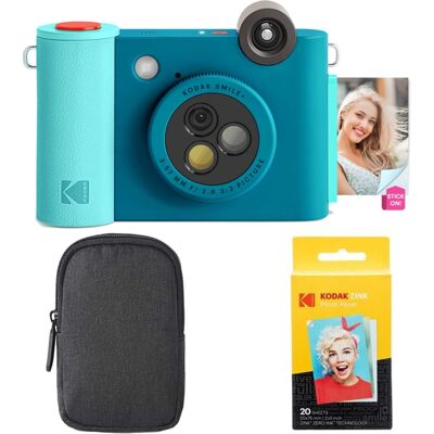 Bundle - Kodak - Smile+ 10MP Digital Instant Print Camera, Zink Photo Paper & Case Starter - Blue Bundle - Kodak - Smile+ 10MP Digital Instant Print Camera, Zink Photo Paper & Case Starter - Blue