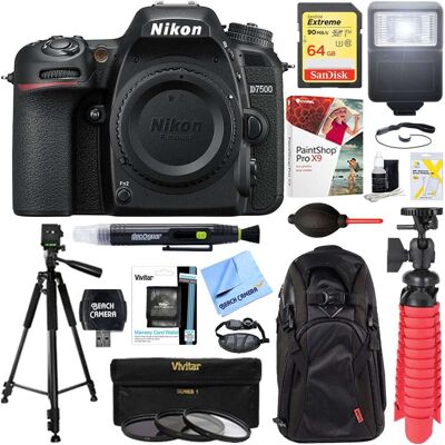 Bundle - Nikon - D7500 20.9MP Digital SLR Camera Body + 64GB Deluxe Accessory Bundle - Nikon - D7500 20.9MP Digital SLR Camera Body + 64GB Deluxe Accessory