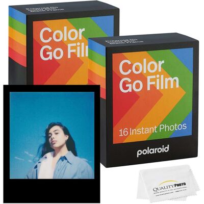 Go Color Film, Black Frame -32 Films + Quality Photo Microfiber Cloth (Compatible with Polaroid Go Cameras) Go Color Film, Black Frame -32 Films + Quality Photo Microfiber Cloth (Compatible with Polaroid Go Cameras)