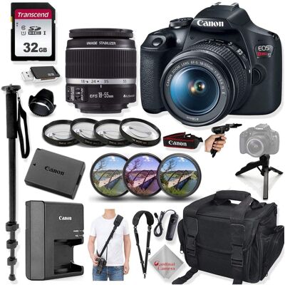 Bundle - Canon - EOS Rebel T7 DSLR Camera Kit with 18-55mm Lens, Monopod, Tripod and 32GB SD Card - Black Bundle - Canon - EOS Rebel T7 DSLR Camera Kit with 18-55mm Lens, Monopod, Tripod and 32GB SD Card - Black