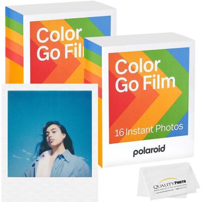 Go Color Film, White Frame -32 Films + Quality Photo Microfiber Cloth Compatible with Polaroid Go Cameras) Go Color Film, White Frame -32 Films + Quality Photo Microfiber Cloth Compatible with Polaroid Go Cameras)
