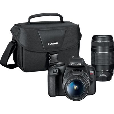 Canon - EOS Rebel T7 DSLR Video Two Lens Kit with EF-S 18-55mm and EF 75-300mm Lenses - Black Canon - EOS Rebel T7 DSLR Video Two Lens Kit with EF-S 18-55mm and EF 75-300mm Lenses - Black