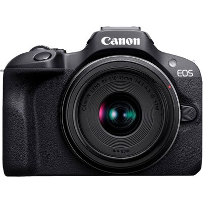 Canon - EOS R100 4K Video Mirrorless Camera with RF-S18-45mm f/4.5-6.3 IS STM Lens - Black Canon - EOS R100 4K Video Mirrorless Camera with RF-S18-45mm f/4.5-6.3 IS STM Lens - Black