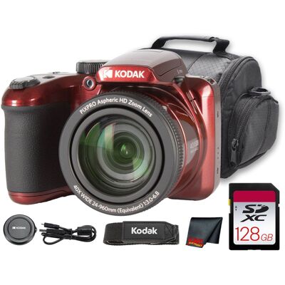 Bundle - Kodak - PIXPRO AZ405 Digital Camera (Red) (AZ405RD) + 128GB Card + Bag + Cloth Bundle - Kodak - PIXPRO AZ405 Digital Camera (Red) (AZ405RD) + 128GB Card + Bag + Cloth