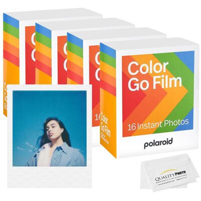 Go Color Film, White Frame -64 Films + Quality Photo Microfiber Cloth Compatible with Polaroid Go Cameras) Go Color Film, White Frame -64 Films + Quality Photo Microfiber Cloth Compatible with Polaroid Go Cameras)