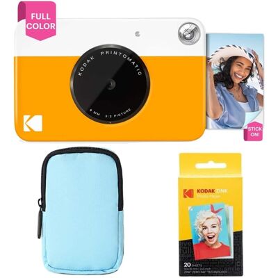 Kodak - Printomatic Full-Color Instant Print Camera Starter Bundle + Zink 20 Pack Photo Paper - Yellow Kodak - Printomatic Full-Color Instant Print Camera Starter Bundle + Zink 20 Pack Photo Paper - Yellow
