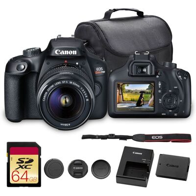Canon - EOS Rebel T100 DSLR Camera 18-55mm Lens 64GB Bundle Canon - EOS Rebel T100 DSLR Camera 18-55mm Lens 64GB Bundle