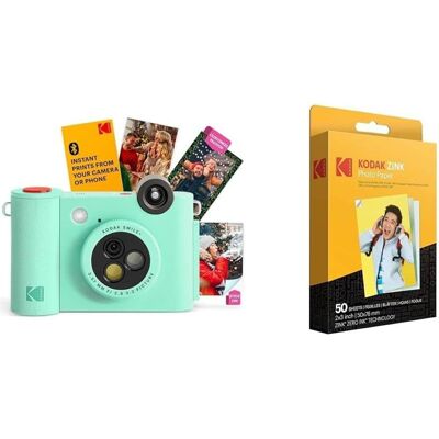 Bundle - Kodak - Smile+ 2-in-1 Instant Print Camera Gift w/ Case, Zink 20pk & Accessories - Green Bundle - Kodak - Smile+ 2-in-1 Instant Print Camera Gift w/ Case, Zink 20pk & Accessories - Green