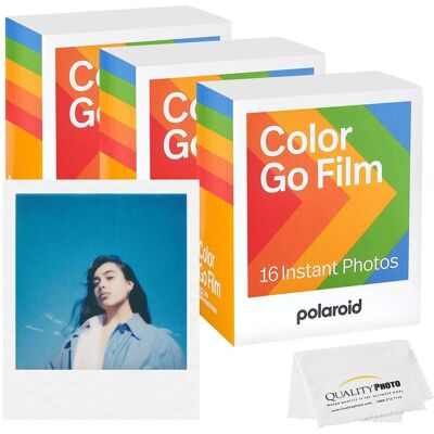 Go Color Film, White Frame -48 Films + Quality Photo Microfiber Cloth Compatible with Polaroid Go Cameras) Go Color Film, White Frame -48 Films + Quality Photo Microfiber Cloth Compatible with Polaroid Go Cameras)