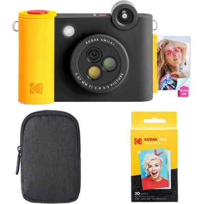 Bundle - Kodak - Smile+ 10MP Digital Instant Print Camera, Zink Photo Paper & Case Starter - Black Bundle - Kodak - Smile+ 10MP Digital Instant Print Camera, Zink Photo Paper & Case Starter - Black