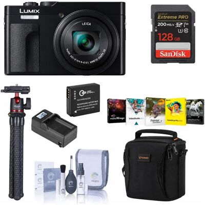 Bundle - Panasonic - LUMIX ZS99 Black Compact Point and Shoot Digital Camera (DC-ZS99K) with - 128GB SD Card, Shoulder Bag, Bundle - Panasonic - LUMIX ZS99 Black Compact Point and Shoot Digital Camera (DC-ZS99K) with - 128GB SD Card, Shoulder Bag,