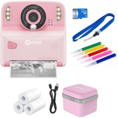 Contixo - KC2 Kids Camera Instant Print - 1080P Kids Instant, 2.4 Inch Screen Digital Camera 12MP with Print Paper - Pink Contixo - KC2 Kids Camera Instant Print - 1080P Kids Instant, 2.4 Inch Screen Digital Camera 12MP with Print Paper - Pink
