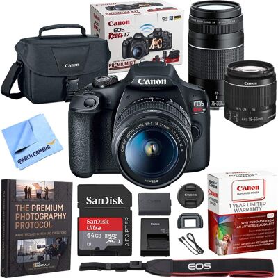 Bundle - Canon - EOS Rebel T7 DSLR Camera w/ 18-55mm IS II + 75-300mm III Double Zoom Deluxe Bundle - Canon - EOS Rebel T7 DSLR Camera w/ 18-55mm IS II + 75-300mm III Double Zoom Deluxe