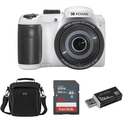 Bundle - KODAK PIXPRO AZ255-WH 16MP Digital Camera 25X Optical Zoom 24mm Wide Angle Lens Optical Image Stabilization 1080P Bundle - KODAK PIXPRO AZ255-WH 16MP Digital Camera 25X Optical Zoom 24mm Wide Angle Lens Optical Image Stabilization 1080P