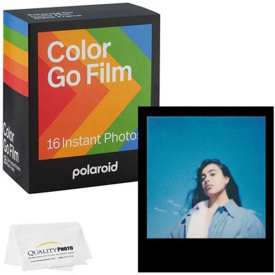 Go Color Film, Black Frame -16 Films + Quality Photo Microfiber Cloth (Compatible with Polaroid Go Cameras) Go Color Film, Black Frame -16 Films + Quality Photo Microfiber Cloth (Compatible with Polaroid Go Cameras)
