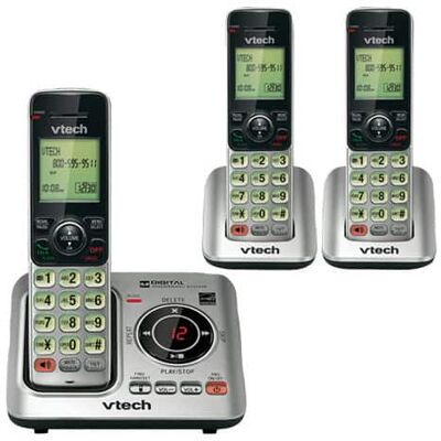 VTech - CS6629-3 DECT 6.0 Expandable Cordless Phone With Digital Answering System, 3 Handsets - Silver VTech - CS6629-3 DECT 6.0 Expandable Cordless Phone With Digital Answering System, 3 Handsets - Silver