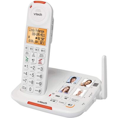 VTech - SN5127 Amplified DECT 6.0 Expandable Cordless Phone System with Digital Answering System - White VTech - SN5127 Amplified DECT 6.0 Expandable Cordless Phone System with Digital Answering System - White