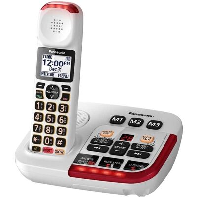 Panasonic - KX-TGM420W DECT 6.0 Expandable Cordless Phone System with Digital Answering System - White Panasonic - KX-TGM420W DECT 6.0 Expandable Cordless Phone System with Digital Answering System - White