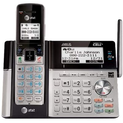 AT&T - TL96423 DECT 6.0 Expandable Cordless Phone with Bluetooth Connect to Cell with 4 Handsets - Silver/Black AT&T - TL96423 DECT 6.0 Expandable Cordless Phone with Bluetooth Connect to Cell with 4 Handsets - Silver/Black