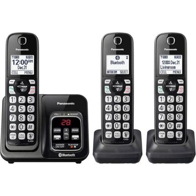 Panasonic - KX-TGD563M Link2Cell DECT 6.0 Expandable Cordless Phone System with Digital Answering System - Metallic Black Panasonic - KX-TGD563M Link2Cell DECT 6.0 Expandable Cordless Phone System with Digital Answering System - Metallic Black