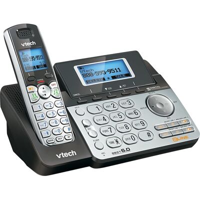 VTech - DS6151 DECT 6.0 Expandable 2-Line Cordless Phone with Digital Answering System and Dial-In Base - 1 Handset - Black VTech - DS6151 DECT 6.0 Expandable 2-Line Cordless Phone with Digital Answering System and Dial-In Base - 1 Handset - Black