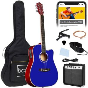 Best Choice Products - Beginner Acoustic Electric Guitar Starter Set 41in w/ Wood Cutaway Design, Gig Bag - Dark Blue Best Choice Products - Beginner Acoustic Electric Guitar Starter Set 41in w/ Wood Cutaway Design, Gig Bag - Dark Blue