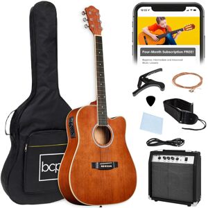 Best Choice Products - Beginner Acoustic Electric Guitar Starter Set 41in w/ Wood Cutaway Design, Gig Bag - Mahogany Best Choice Products - Beginner Acoustic Electric Guitar Starter Set 41in w/ Wood Cutaway Design, Gig Bag - Mahogany