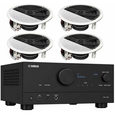 Yamaha - RX-V4A 5.2-Channel AV Receiver with In-Ceiling Speakers - Black Yamaha - RX-V4A 5.2-Channel AV Receiver with In-Ceiling Speakers - Black