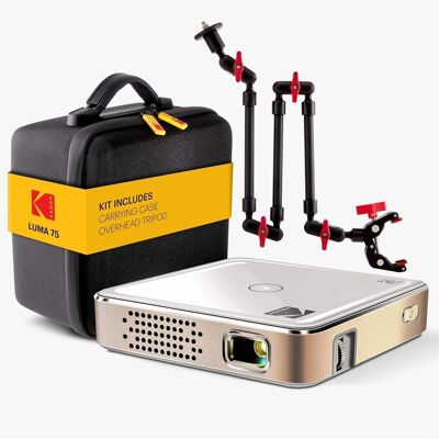 Kodak - Luma 75 Ultra Mini Projector, Portable Pico Projector with Overhead Tripod & Case - White Kodak - Luma 75 Ultra Mini Projector, Portable Pico Projector with Overhead Tripod & Case - White