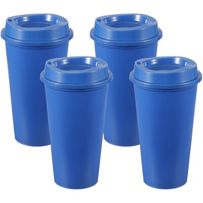 Unique Bargains - 4pcs Reusable Coffee Cups with Lids, 16oz Travel Mugs Spill Proof for Hot and Cold Drinks Juice Tea - Blue Unique Bargains - 4pcs Reusable Coffee Cups with Lids, 16oz Travel Mugs Spill Proof for Hot and Cold Drinks Juice Tea - Blue