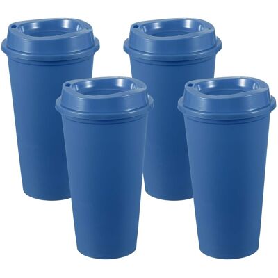 Unique Bargains - 4pcs Reusable Coffee Cups with Lids, 16oz Travel Mugs Spill Proof for Hot and Cold Drinks Juice Tea - Dark Blue Unique Bargains - 4pcs Reusable Coffee Cups with Lids, 16oz Travel Mugs Spill Proof for Hot and Cold Drinks Juice Tea - Dark Blue