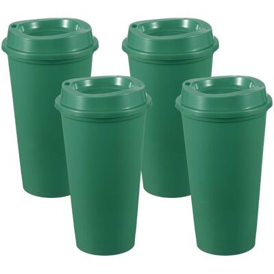 Unique Bargains - 4pcs Reusable Coffee Cups with Lids, 16oz Travel Mugs Spill Proof for Hot and Cold Drinks Juice Tea - Green Unique Bargains - 4pcs Reusable Coffee Cups with Lids, 16oz Travel Mugs Spill Proof for Hot and Cold Drinks Juice Tea - Green