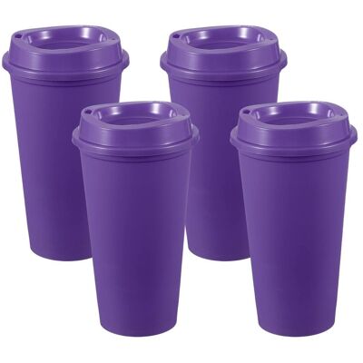 Unique Bargains - 4pcs Reusable Coffee Cups with Lids, 16oz Travel Mugs Spill Proof for Hot and Cold Drinks Juice Tea - Purple Unique Bargains - 4pcs Reusable Coffee Cups with Lids, 16oz Travel Mugs Spill Proof for Hot and Cold Drinks Juice Tea - Purple