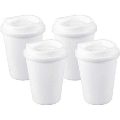 Unique Bargains - 4pcs Reusable Coffee Cups with Lids, 12oz Travel Mugs Spill Proof for Hot and Cold Drinks Juice Tea - White Unique Bargains - 4pcs Reusable Coffee Cups with Lids, 12oz Travel Mugs Spill Proof for Hot and Cold Drinks Juice Tea - White