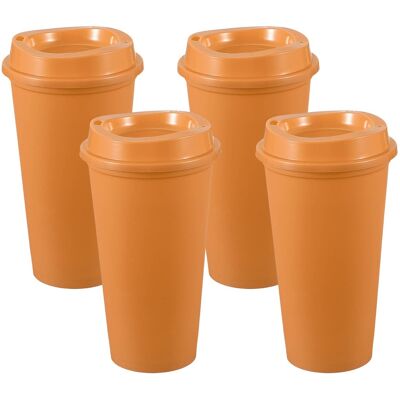 Unique Bargains - 4pcs Reusable Coffee Cups with Lids, 16oz Travel Mugs Spill Proof for Hot and Cold Drinks Juice Tea - Orange Red Unique Bargains - 4pcs Reusable Coffee Cups with Lids, 16oz Travel Mugs Spill Proof for Hot and Cold Drinks Juice Tea - Orange Red