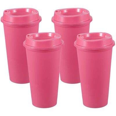 Unique Bargains - 4pcs Reusable Coffee Cups with Lids, 16oz Travel Mugs Spill Proof for Hot and Cold Drinks Juice Tea - Rose Red Unique Bargains - 4pcs Reusable Coffee Cups with Lids, 16oz Travel Mugs Spill Proof for Hot and Cold Drinks Juice Tea - Rose Red