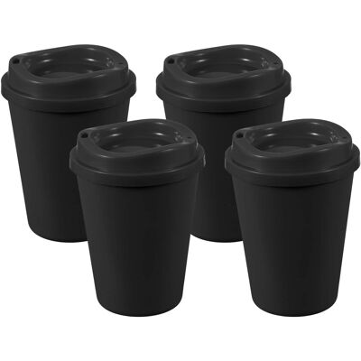 Unique Bargains - 4pcs Reusable Coffee Cups with Lids, 12oz Travel Mugs Spill Proof for Hot and Cold Drinks Juice Tea - Black Unique Bargains - 4pcs Reusable Coffee Cups with Lids, 12oz Travel Mugs Spill Proof for Hot and Cold Drinks Juice Tea - Black