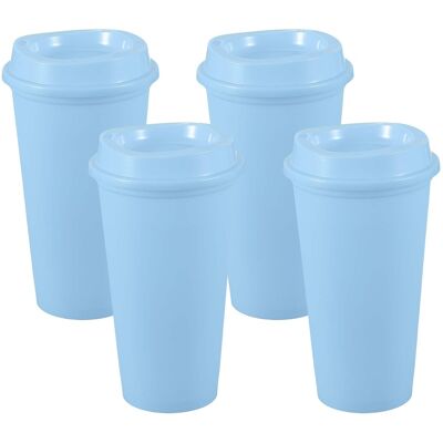 Unique Bargains - 4pcs Reusable Coffee Cups with Lids, 16oz Travel Mugs Spill Proof for Hot and Cold Drinks Juice Tea - Light Blue Unique Bargains - 4pcs Reusable Coffee Cups with Lids, 16oz Travel Mugs Spill Proof for Hot and Cold Drinks Juice Tea - Light Blue