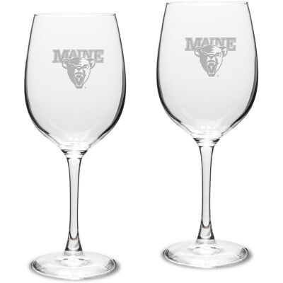 Jardine - Maine Black Bears 2-Piece 16oz. Traditional White Wine Glass Set - Multicolor Jardine - Maine Black Bears 2-Piece 16oz. Traditional White Wine Glass Set - Multicolor