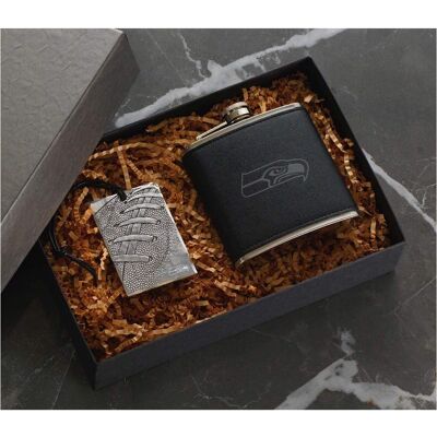 Rio Wendell August Forge - Seattle Seahawks 5oz.Traveler Flask & Bag Tag Gift Set - Silver Rio Wendell August Forge - Seattle Seahawks 5oz.Traveler Flask & Bag Tag Gift Set - Silver