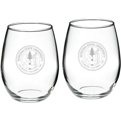 Jardine - Sonoma State Seawolves 21oz. 2-Piece Stemless Wine Glass Set - Multicolor Jardine - Sonoma State Seawolves 21oz. 2-Piece Stemless Wine Glass Set - Multicolor