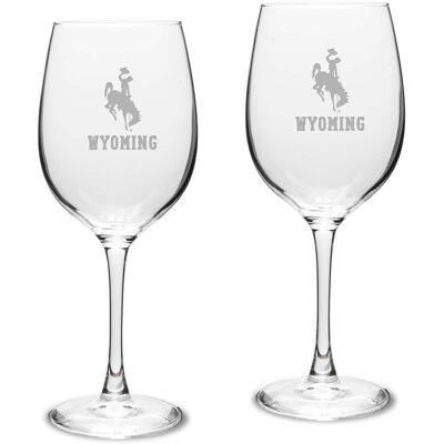 Jardine - Wyoming Cowboys 2-Piece 16oz. Traditional White Wine Glass Set - Multicolor Jardine - Wyoming Cowboys 2-Piece 16oz. Traditional White Wine Glass Set - Multicolor