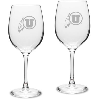 Jardine - Utah Utes 2-Piece 16oz. Traditional White Wine Glass Set - Multicolor Jardine - Utah Utes 2-Piece 16oz. Traditional White Wine Glass Set - Multicolor