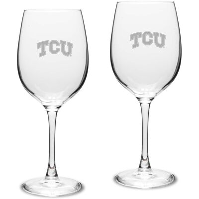 Jardine - TCU Horned Frogs 2-Piece 16oz. Traditional White Wine Glass Set - Multicolor Jardine - TCU Horned Frogs 2-Piece 16oz. Traditional White Wine Glass Set - Multicolor