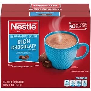 Nestle - No Sugar Added Rich Chocolate Hot Cocoa, 0.28 oz, 30/Box Nestle - No Sugar Added Rich Chocolate Hot Cocoa, 0.28 oz, 30/Box