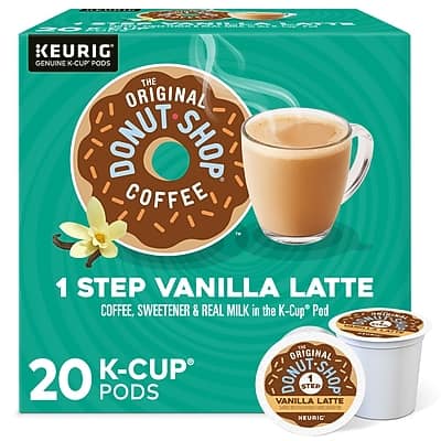 The Original Donut Shop - One Step Vanilla Latte Coffee Keurig K-Cup Pods, Light Roast, 20/Box The Original Donut Shop - One Step Vanilla Latte Coffee Keurig K-Cup Pods, Light Roast, 20/Box