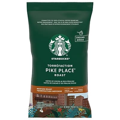 Starbucks - Pike Place Ground Coffee, Medium Roast, 2.5 oz. Portion Packs, 18/Box Starbucks - Pike Place Ground Coffee, Medium Roast, 2.5 oz. Portion Packs, 18/Box