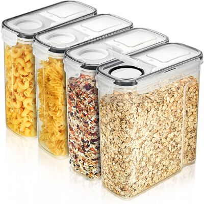 Sorbus - 4 Pack (2L/8.4 Cups) Airtight Food Storage Dispensers for Beans, Pasta, Cereals, and More - Clear Sorbus - 4 Pack (2L/8.4 Cups) Airtight Food Storage Dispensers for Beans, Pasta, Cereals, and More - Clear