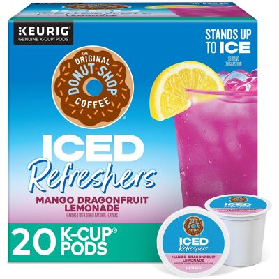 The Original Donut Shop - Iced Refreshers, Mango Dragonfruit Lemonade Flavor, Keurig Single Serve K-Cup Pods, 20 Count The Original Donut Shop - Iced Refreshers, Mango Dragonfruit Lemonade Flavor, Keurig Single Serve K-Cup Pods, 20 Count
