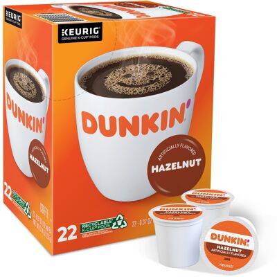 Dunkin' - Hazelnut, Keurig Single Serve K-Cup Pods, Medium Roast Coffee, 22 Count Dunkin' - Hazelnut, Keurig Single Serve K-Cup Pods, Medium Roast Coffee, 22 Count